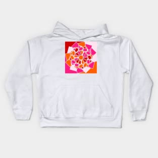 Geometric elements in square print with random bright neon colors Kids Hoodie